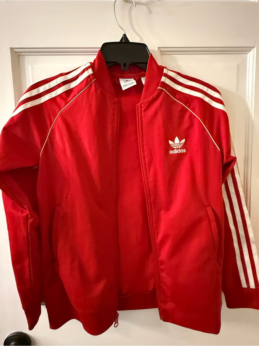 Boys Adidas Red Trefoil Track Jacket- size M (11/12).